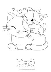 Child coloring page Cute Heart Cat Animal Easy coloring pages Dog and cat Animal family Baby animal