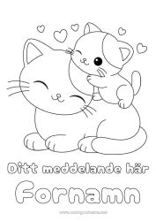 Gratis färgläggning Söt Hjärta Katt Djur Lätta målarbilder Hundar och katter Djurfamilj Bebisdjur