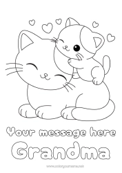 Free coloring Cute Heart Cat Animal Easy coloring pages Dog and cat Animal family Baby animal