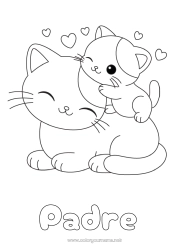 Niño página para colorear Lindo Corazón Cat Animales Dibujos fáciles para colorear Perros y gatos Familia de animales Bebé animal