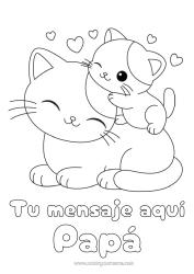 Colorear gratis Lindo Corazón Cat Animales Dibujos fáciles para colorear Perros y gatos Familia de animales Bebé animal
