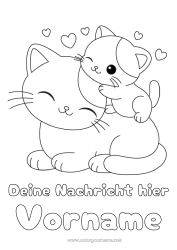 Kostenlose Malvorlage Niedlich Herz Katze Tier Einfache Ausmalbilder Hunde und Katzen Tierfamilie Tierbaby