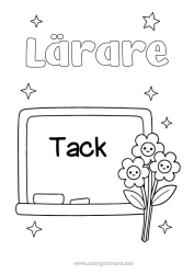Gratis färgläggning Blommor Lärare Barnvakt Tack Utbildningsyrken Klassrumstavla