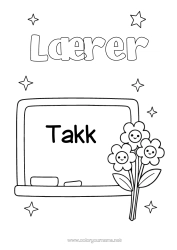 Gratis fargelegging Blomster Lærer/Lærerinne Barnevakt Takk Utdanningsyrker Klasseværelse tavle