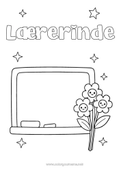 Farvelægningssiden for børn Blomster Lærer/Lærerinde Barnepige Tak Uddannelsesfag. Klasseliste