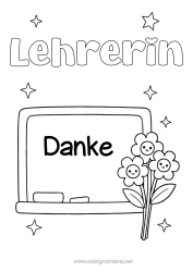 Kostenlose Malvorlage Blumen Lehrer/Lehrerin Kindermädchen Danke Büroberufe Klassentafel