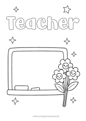 Child coloring page Flowers Teacher Nanny Thank you Education Professions Class board