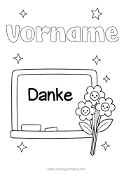 Kostenlose Malvorlage Blumen Lehrer/Lehrerin Kindermädchen Danke Büroberufe Klassentafel