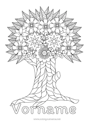 Kostenlose Malvorlage Blumen Baum Zentangle