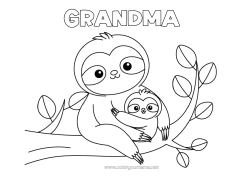 Free coloring Animal Forest animals Sloth Animal family Baby animal