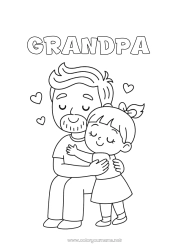 Child coloring page Dad Girl Child Hug