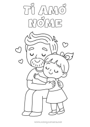 Colorazione gratuita Papà Ragazza Bambino Abbraccio