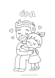 Kinder-Malvorlage Papa Mädchen Kind Umarmung