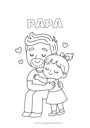Kinder-Malvorlage Papa Mädchen Kind Umarmung