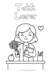 Gratis fargelegging Lærer/Lærerinne Takk Utdanningsyrker Klasserom Bukett