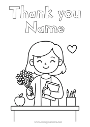 Colouring to customise Mistress/Master Thank You. Education Professions Classroom Bunch