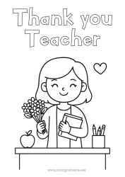 Free colouring Mistress/Master Thank you. Education professions Classroom Bunch