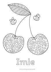 Rysunek za darmo Pszczoła Wiśnia Owoce Zentangle Owady