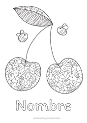 Colorear gratis Abeja Cereza Frutas Zentangle Insectos