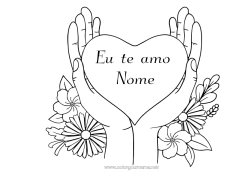 Desenho para personalizar Flores Coração Eu te amo Grande coração Mensagem de 