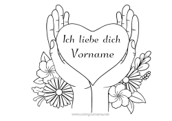 Malvorlage anpassen Blumen Herz Ich liebe dich Großes Herz 