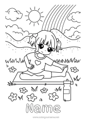 Colouring to customise Calm And Zen Sport Girl Rainbow Artistic Sports Yoga
