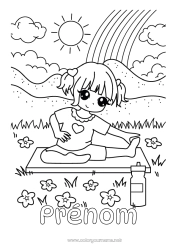 Dessin gratuit Calme et zen Sport Fille Arc en ciel Sports artistiques Yoga