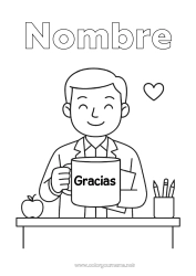 Colorear para personalizar Taza Maestra, Maestro Bebidas Gracias Profesiones de la Educación Salón de clases