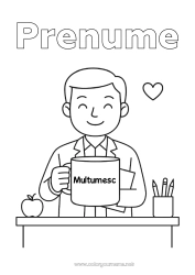 Pagină de colorat personalizată Cana Învățătoare/Învățător Băutură Mulțumesc Meserii în educație Sală de clasă