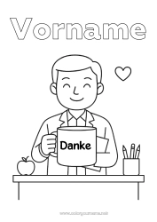 Malvorlage anpassen Tasse Lehrer/Lehrerin Getränk Danke Büroberufe Klassenzimmer