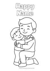 Coloring to customize Dad Happy feast day ! Child Hug