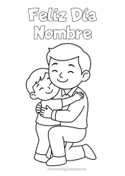 Colorear para personalizar Papá Feliz día de fiesta Niño Abrazo