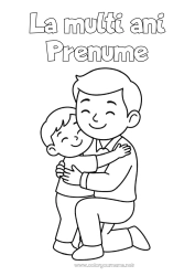 Pagină de colorat personalizată Tată La mulți ani! Copil Îmbrățișare