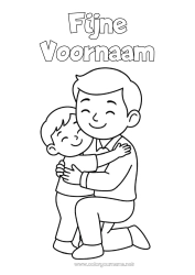 Gratis tekening Papa Fijne verjaardag Kind Knuffelmoment