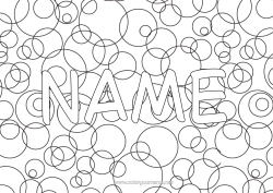 Colouring to customise Decorated Name Decorative Background Circle, Round