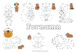 Gratis färgläggning Barnaktiviteter Djur Andra djur i världen Siffror att koppla ihop Kapibara