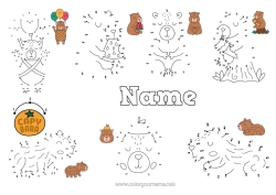 Colouring to customise Children's Activities Animal Other Animals Of The World Connect The Numbers Capybara
