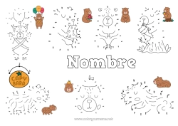 Colorear gratis Actividades para niños Animales Otros animales del mundo Une los Números Capibara