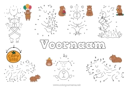 Gratis kleurplaat Activiteiten voor Kinderen Dier Andere dieren van de wereld Verbind de Getallen Capibara