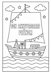 Dessin gratuit Anniversaire Bateau Voilier Joyeux anniversaire (français) Message Véhicules maritimes