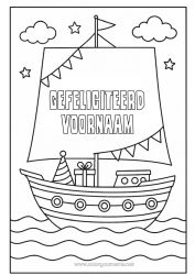 Gratis tekening Verjaardag Boot Zeilschip Verjaardag (Frans) Bericht Maritieme voertuigen