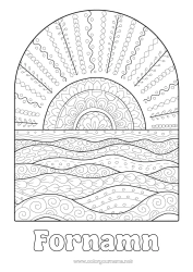 Gratis teckning Sommar Sol Komplexa målarbilder Zentangle