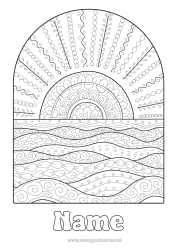 Free drawing Summer Sun Complex coloring pages Zentangle