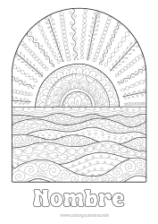 Dibujo libre Verano Sol Dibujos complejos para colorear Zentangle