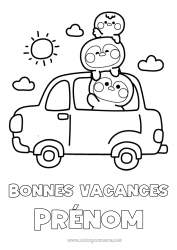 Coloriage à personnaliser Vacances Pingouin, Manchot Voiture Oiseaux et mammifères volants Voitures, vans et camping-cars