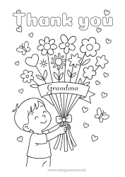 Free coloring Flowers Child Nanny Thank you Bouquet