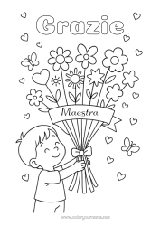 Colorazione gratuita Fiori Bambino Tata Grazie Mazzo