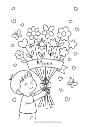 Kinder-Malvorlage Blumen Kind Kindermädchen Danke Blumenstrauß