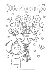 Desenho grátis Flores Criança Babá Obrigado Buquê