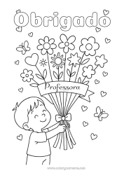 Desenho grátis Flores Criança Babá Obrigado Buquê